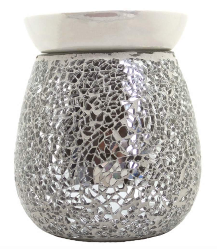 Silver Mosaic Crackle Electric Wax Burner-FREE Shipping over £30.00-