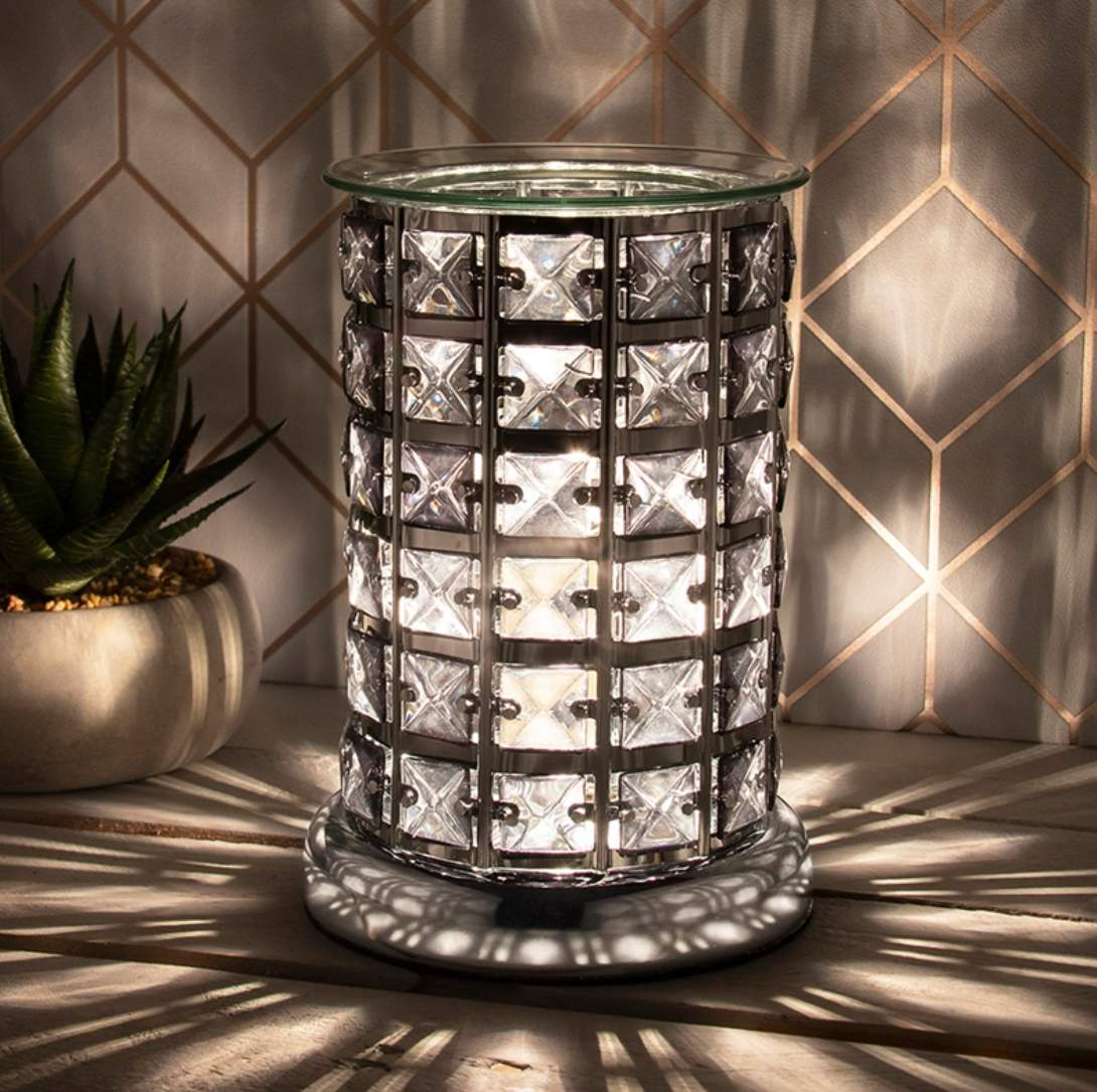 Silver & Black Crystal Touch Sensitive Electric Wax Burner-FREE Shipping over £30.00-