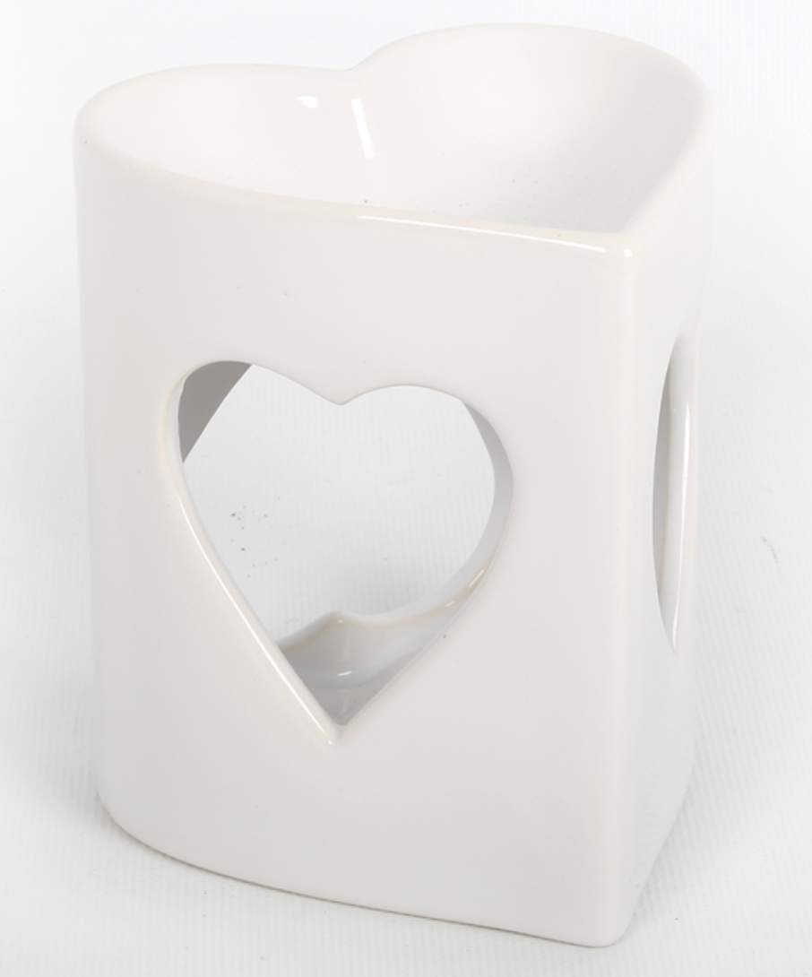 White Heart Wax Burner-FREE Shipping over £35.00-