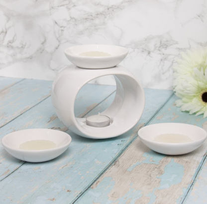 White Oval Removable Dish Wax Burner