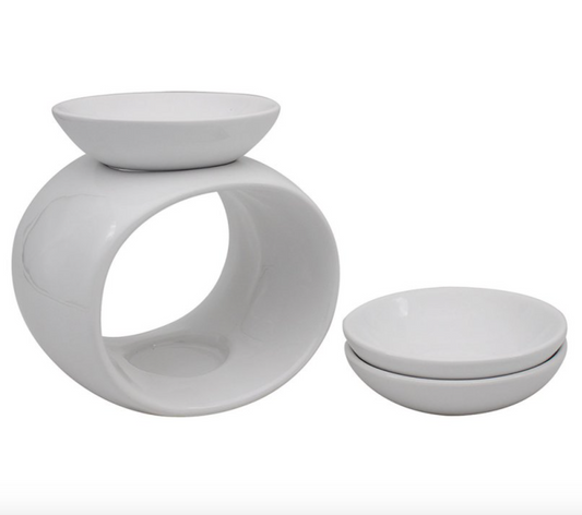 White Oval Removable Dish Wax Burner