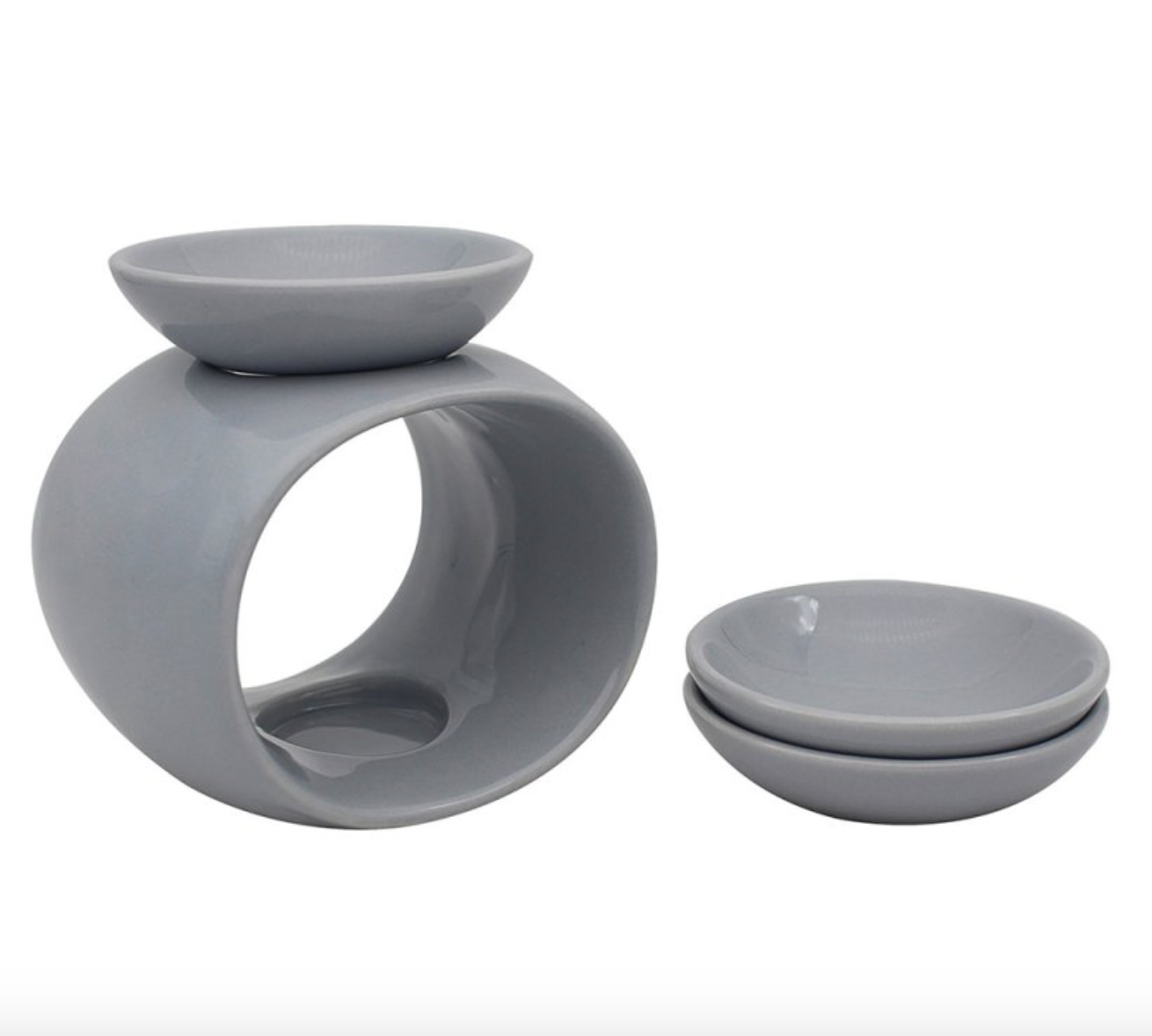 Grey Oval Removable Dish Wax Burner
