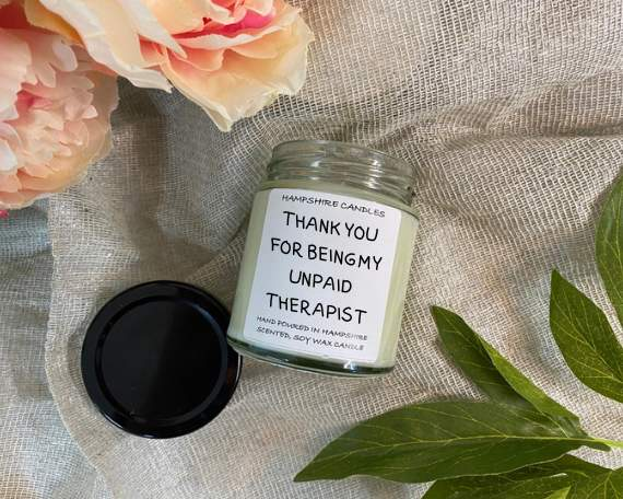 Thank You For Being My Unpaid Therapist Candle Jar-FREE Shipping over £35.00-