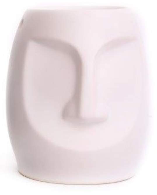Modern white face-shaped ceramic wax melt burner – stylish head design for home fragrance