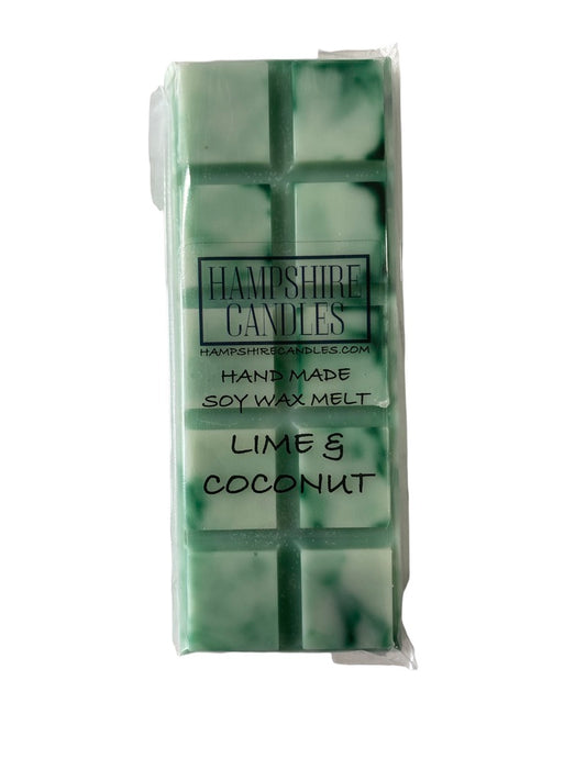 Soy wax melts with the sweet scent of coconut and lime. Ideal for electric wax melt burners, adding a tropical twist to your home’s atmosphere.
